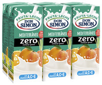Bebida de leche y zumo de frutas mediterraneas DON SIMON Funciona max 6 x 200 ml.