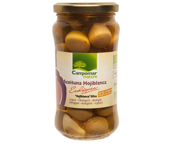 Aceituna hojiblanca de cultivo ecológico CAMPOMAR 200 g. Aceituna hojiblanca de cultivo ecológico CAMPOMAR 200 g.