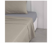 Juego de sábanas de franela para cama de 135cm, 100% Algodón. Bicolor gris/rosa.