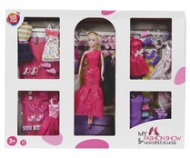 Conjunto de muñeca fashion, vestidos y accesorios, 52 piezas, ONE TWO FUN.