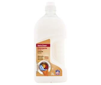 Detergente líquido para lavar a maquina o a mano con perfume a jabón de Marsella NETTOCLEAN 33 lavados 3 l. Detergente líquido para lavar a maquina o a mano con perfume a jabón de Marsella NETTOCLEAN 33 lavados 3 l.