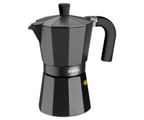 Cafetera italiana Vitro 6 tazas de aluminio de color negro con interior antiadherente MONIX.