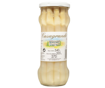 Espárragos blancos 9/12 piezas CASAGRANDE frasco de 205 g. Espárragos blancos 9/12 piezas CASAGRANDE frasco de 205 g.