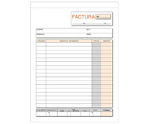 Talonario de facturas tamaño 4º natural, 50 juegos de 2 hojas, 2 tintas, LOAN.