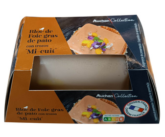 Bloc de foie gras de pato con trozos ALCAMPO GOURMET 200 g. Bloc de foie gras de pato con trozos ALCAMPO GOURMET 200 g.
