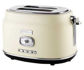 Tostador WESTINGHOUSE WKTT857WH cream vintage, 2 ranuras extra anchas, 6 niveles de tostado, exterior de acero inoxidable.