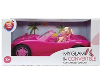 Coche descapotable color rosa con muñeca, ONE TWO FUN ALCAMPO.