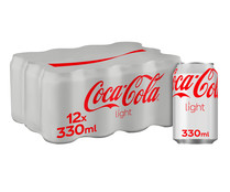 Refresco  de cola light COCA COLA pack 12 latas de 33 cl.