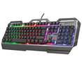 Teclado gaming TRUST GXT 856 Torac, placa superior metálica, iluminación multicolor, teclas multimedia, modo juego.
