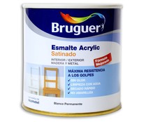 Bote de 0.25l. de esmalte acrílico decorativo blanco permanente satinado BRUGUER.