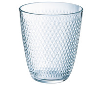 Vaso alto de vidrio con 0,31 litros de capacidad y diseño triángulos en relieve, Concepto Pampille LUMINARC.