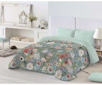 Edredón reversible para cama de 135 cm con estampado floral, 100% poliéster, NATURALS.