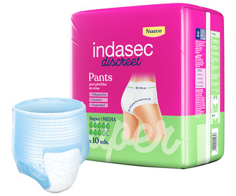 Pants de incontinencia super, talla mediana, para perdidas de orina severas INDASEC Discreet 10 uds Pants de incontinencia super, talla mediana, para perdidas de orina severas INDASEC Discreet 10 uds