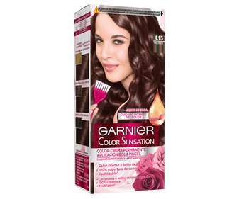 Coloración permanente reutilizable para bol y pincel, tono 4.15 Chocolate GARNIER Color sensation. Coloración permanente reutilizable para bol y pincel, tono 4.15 Chocolate GARNIER Color sensation.