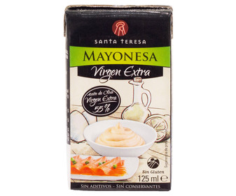 Salsa mayonesa con aceite de oliva virgen extra (55%) SANTA TERESA 125 ml. Salsa mayonesa con aceite de oliva virgen extra (55%) SANTA TERESA 125 ml.