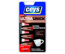 Pack de 3 pegamentos instantáneos CEYS UltraUnick, 3x1g.