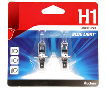 2 bombillas para automóvil H1 luz azul, 55W,12V, PRODUCTO ALCAMPO