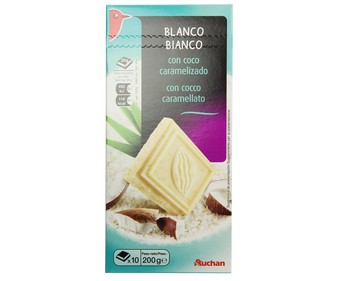 Chocolate blanco con coco caramelizado 200 gramos Chocolate blanco con coco caramelizado 200 gramos