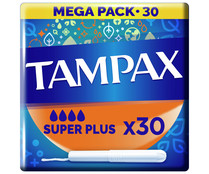 Tampones super plus con aplicador de cartón TAMPAX 30 uds.