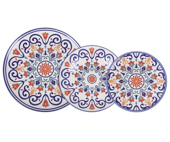 Vajilla completa de 12 piezas fabricada en porcelana, Florentine IVORY.