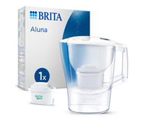 BRITA Jarra con filtro de agua Aluna blanca (2,4 l) incl. 1x cartucho MAXTRA PRO All-in-1 - jarra para frigorífico con  digital.