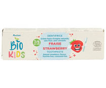 Pasta de dientes infantil (de 3 a 6 años) sin colorantes y con sabor a fresa PRODUCTO ALCAMPO Bio kids 50 ml.