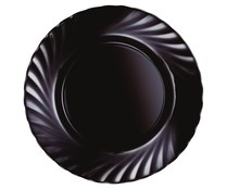Plato llano redondo de vidrio color negro, 24,5cm. Trianon LUMINARC.