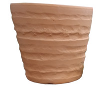 Maceta de barro rústica con relieve, 16cm IBERLUS.
