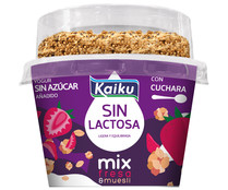 Yogur de fresa con muesli, sin lactosa y sin azúcares añadidos KAIKU 132 g. Yogur de fresa con muesli, sin lactosa y sin azúcares añadidos KAIKU 132 g.