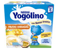 Postre lácteo con queso fresco y frutas variadas, adapatado para bebés a partir de 8 meses YOGOLINO de Nestlé 4 x 100 g.