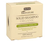 Champú en pastilla para cabello normal con rosa mosqueta y aceite de oliva BIONATURE Herbal 100 gr.