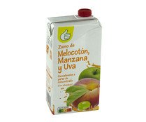 Zumo de melocotón, manzana y uva PRODUCTO ECONÓMICO ALCAMPO brick de 1 l.
