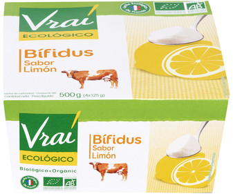 Yogur bífidus sabor limón ecológico 4 unidades x 125 gramos Yogur bífidus sabor limón ecológico 4 unidades x 125 gramos