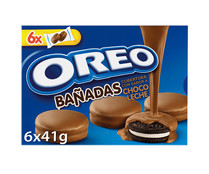 OREO Bañadas Galletas de Cacao Rellenas de Crema Sabor Vainilla y Cubiertas de Chocolate con Leche 6 x 41g