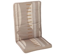 Cojín para silla de exterior estampado color marrón, 107x48x5 cm. GARDENSTAR ALCAMPO.