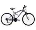 Bicicleta de montaña 26" (66,04cm) con 18 velocidades, cuadro de acero, frenos V-Brake y full suspension, HOGAN.