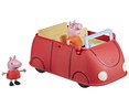 Auto rojo de la familia Pig y 2 figuras PEPPA PIG.
