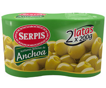 Aceitunas verdes rellenas de anchoa SERPIS pack 2 uds. x 85 g.