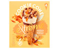 Conos de helado de vainilla con salsa de caramelo y tozos de galletas de chocolate EXTRÊME Cookie de Nestle 4 x 110 ml.