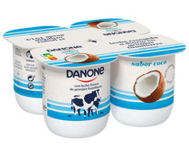 Yogur con sabor a coco, elaborado con leche fresca de vaca DANONE 4 x 120 g.