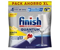 Detergente en pastillas para lavavajillas con olor a limón FINISH Quantum 48 cápsulas.