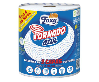 Papel de cocina multiusos de tres capas FOXY Tornado Azul Papel de cocina multiusos de tres capas FOXY Tornado Azul