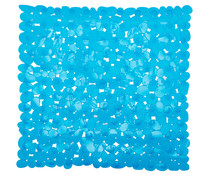 Alfombrilla de baño antideslizante con efecto piedras azul transparente 52X54CM. ACTUEL.