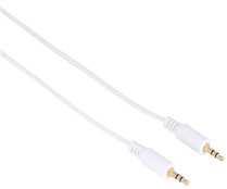 Cable QILIVE de Jack 3,5mm macho a Jack 3,5mm macho, 1,5 metros, terminales dorados, color blanco.