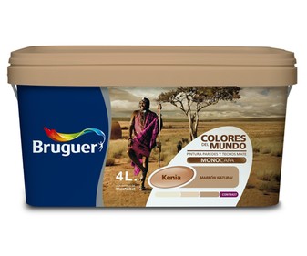 Bote de 4l. de pintura plástica monocapa marrón Kenia natural BRUGUER Colores del mundo. Bote de 4l. de pintura plástica monocapa marrón Kenia natural BRUGUER Colores del mundo.