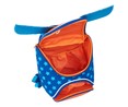 Mochila preescolar diseño de super héroe, color azul y naranja, PRODUCTO ALCAMPO, 24x25x13cm.
