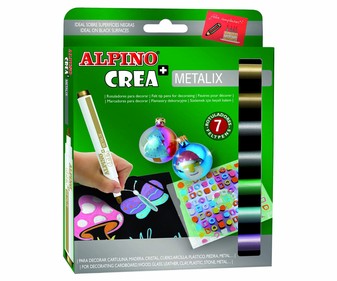 Rotuladores punta y cuerpo más gruesos de lo habitual tinta de distintos colores metalizados ALPINO. Rotuladores punta y cuerpo más gruesos de lo habitual tinta de distintos colores metalizados ALPINO.