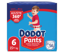 Pants (braguitas) de aprendizaje talla 6 para niños de más de 15 kilogramos DODOT Pants 56 uds.