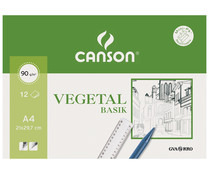 Bloc de dibujo de tamaño DIN-A4 apaisado, con 12 hojas papel vegetal (cebolla) de 90 g CANSON