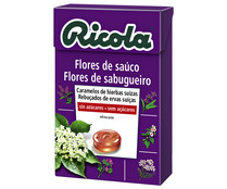 Caramelos de hierbas suizas, sin azúcar, con sabor a flor de saúco y efecto refrescante RICOLA 50 g.